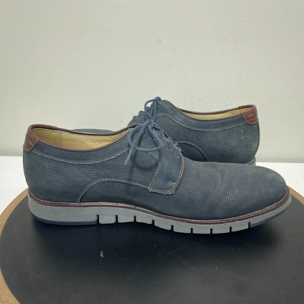 Johnston Murphy JM 1850 Men 10M Sheepskin Derby Navy Blue Business Casual Smart